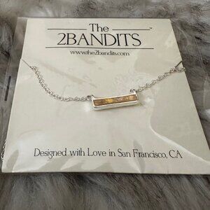 The 2 Bandits Silver Plated Iridescent Bar Pendant Necklace